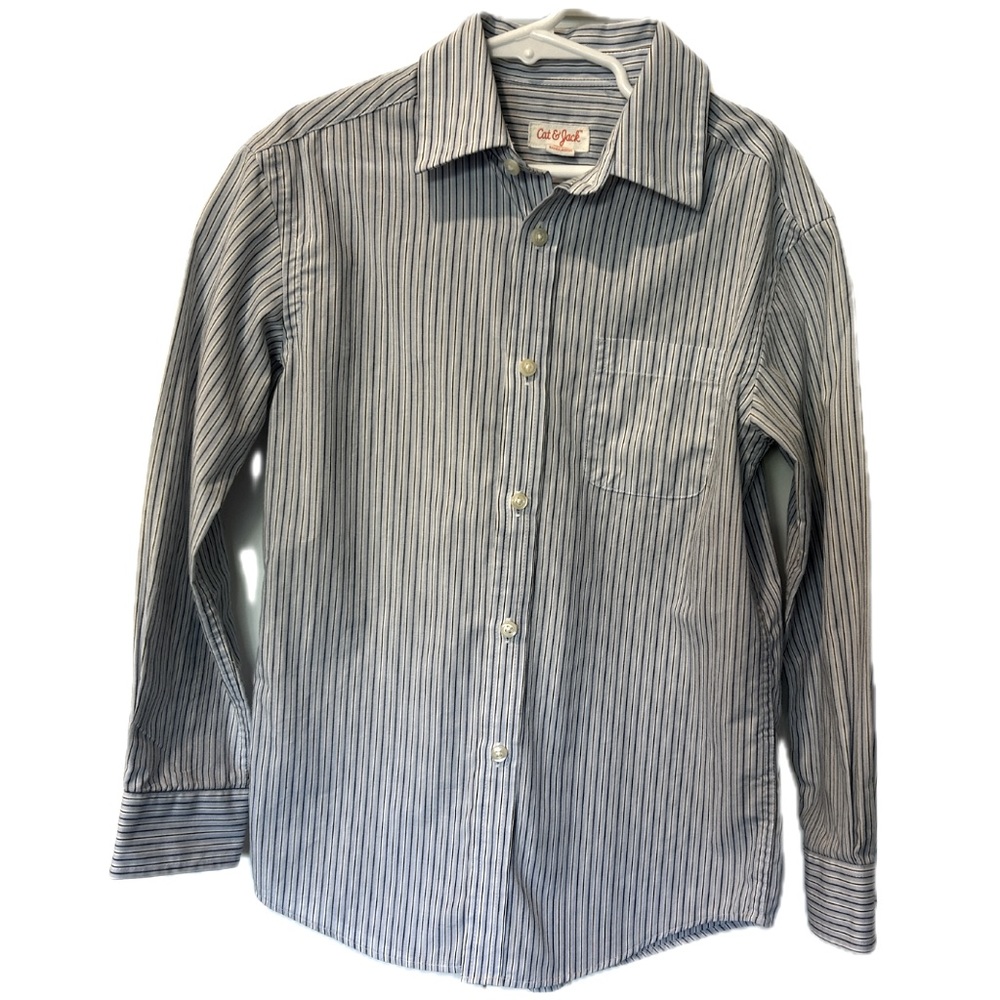 Cat & Jack Blue/Gray Pinstriped Button Down Shirt